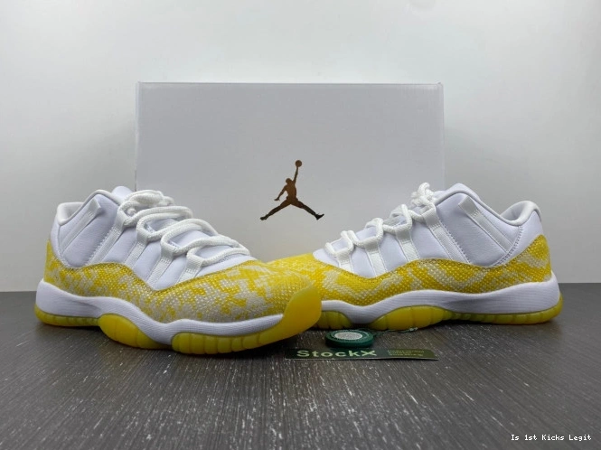 AH7860-107 Jordan Snakeskin Air 11 Low Yellow WMNS 0705